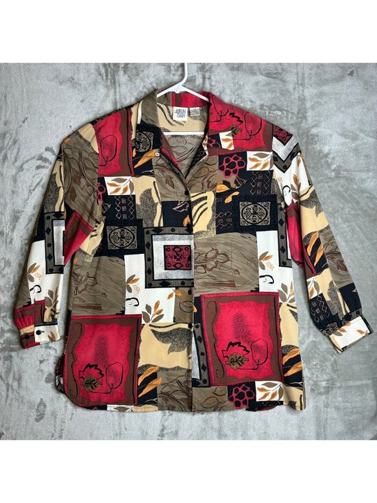 Allison Daley Tops - Allison Daley Blouse Womens 18W Button Up Abstract Print 3/4 Sleeve Polyester